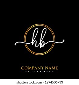 HB Initial Handwriting logo template vector