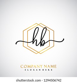 HB Initial Handwriting logo template vector