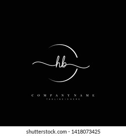 HB initial handwriting logo template vector