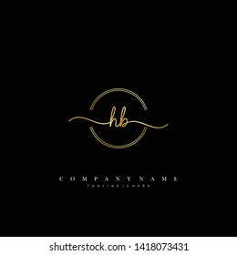 HB initial handwriting logo template vector