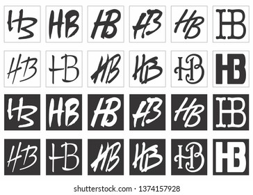 HB Initial handwriting square minimalist logo vector - Vector