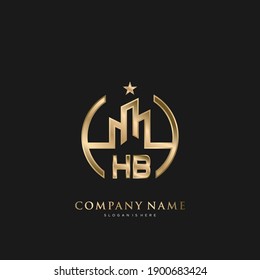 HB Letra inicial Casa Inmobiliaria Lujo Logo Vector arte para empresas, edificios, arquitectura