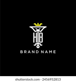 HB initial monogram brand logo design for crown vector image