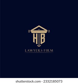 Logotipo de la firma de abogados de monograma inicial HB con diseño de hitos