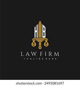 HB initial monogram for lawfirm logo with sword and scale