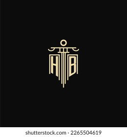 Monograma inicial de HB para abogados logo con ideas de diseño de pilares