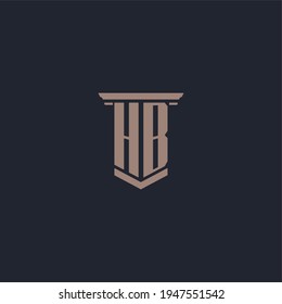 Logotipo de monograma inicial HB con diseño de estilo de pilar