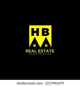 HB initial monogram logo real estate in square style design