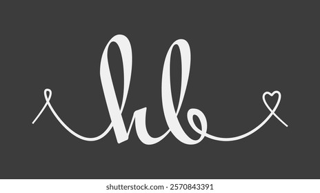 HB initial wedding monogram calligraphy vector illustration. Hand drawn lettering h and b love logo design for valentines day poster, greeting card, photo album, banner print or tattoo.