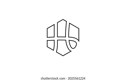 HB initials Hexagon Shape letter alphabet logo design.With White Bg.
