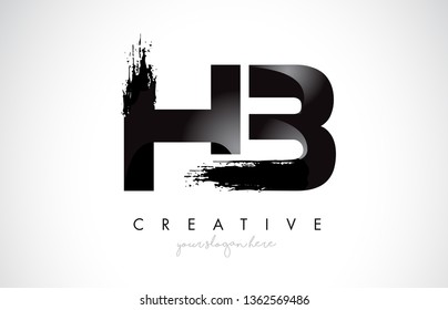 HB Letter Design with Brush Stroke and Modern 3D Look Vector Illustration.