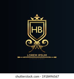 HB Letter Initial with Royal Template.elegant with crown logo vector, Creative Lettering Logo Vector Illustration.