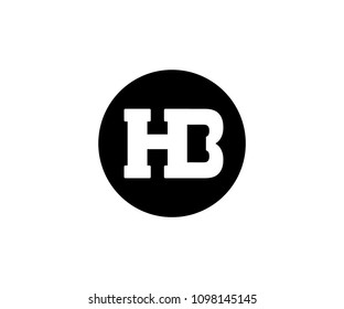 HB Letter Inside Black Circle Vector Illustration