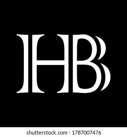 HB-Brief-Logo auf schwarzem Hintergrund.Das schöne Logo auf weißem Buchstaben.