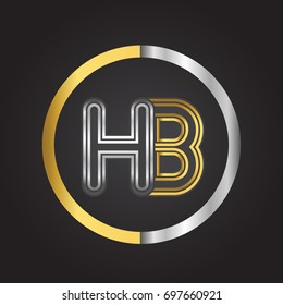 HB Letter logo in a circle. gold and silver colored. Vector design template elements for your business or company identity.