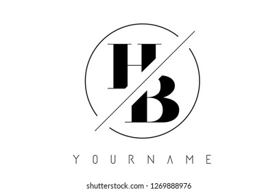 HB Letter Logo with Cutted and Intersected Design and Round Frame Vector Illustration