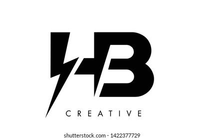 HB Letter Logo Design With Lighting Thunder Bolt. Electric Bolt Letter Logo Vector Illustration.