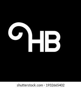 HB letter logo design on black background. HB creative initials letter logo concept. letter design. HB white letter design on black background.  