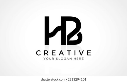 HB Letter Logo Design Vector Template. Alphabet Initial Letter HB Logo Design With Glossy Reflection Business Illustration.