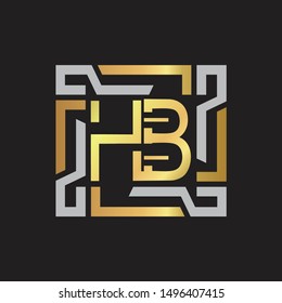HB Letter logo initial capital monogram with abstract ornament