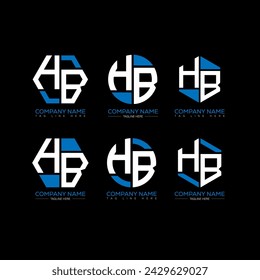 HB letter logo set design.HB monogram polygonal and circle shape vector. HB unique design.

