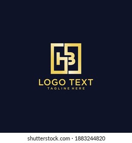 HB letter monogram logo with gold colour illustration Premium Vector