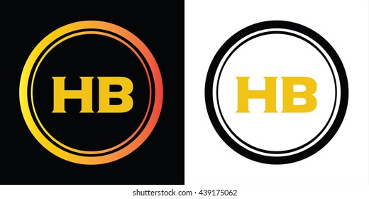HB letters icon design template elements in abstract background logo, design identity in circle, alphabet letter