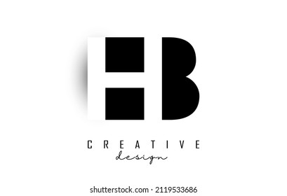 Letras HB Logotipo con diseño de espacio negativo. Ilustración vectorial con tipografía geométrica. Icono creativo con letras.