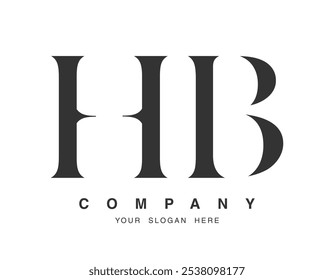 HB logo design. Initial letter h and b serif font style. Creative classic company name typography. Trendy logotype or identity. Vector illustration.