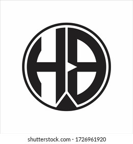 HB Logo monogram circle with piece ribbon style on white background