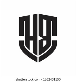 HB Logo monogram with emblem shield shape design isolated on white background
