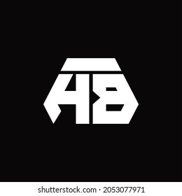 HB Logo monogram with octagon shape style design template on black background