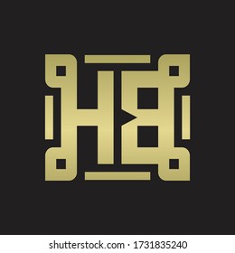 Monograma de logotipo HB con plantilla de diseño de arte de línea de pieza