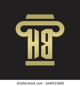 HB Logo monogram with pillar style design template with gold colors