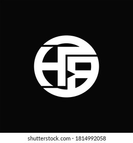 Monograma de logotipo HB con plantilla de diseño de banda de línea redondeada sobre fondo negro