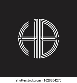 HB Logo monogram triple ribbon style line design template isolated on black background