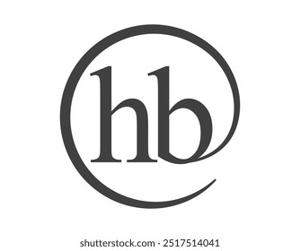 Logotipo de HB de dos letras con forma de círculo estilo de signo de correo electrónico. Logotipo H y B redondo de la empresa para la identidad de marca.