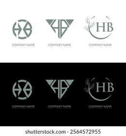 HB minimalist and classic logo set design. HB monogram circle shape vector. HB unique design.
