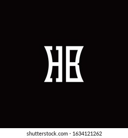 HB monogram logo with curved side style design template