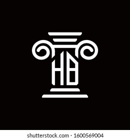 HB monogram logo with pillar style design template