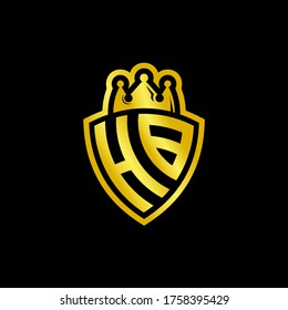 HB monogram logo with shield and crown style design template isolated on black background