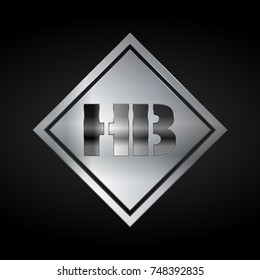 HB Monogram, Silver Logo, Metal Logo, Luxury, Elegant, Abstract, square