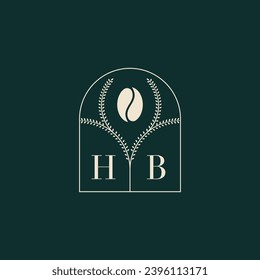 HB Unique and simple logo design combination of letters and coffee bean