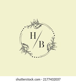 HB Hochzeitslogo-Anfangsbuchstaben in hochwertigem professionellem Design, das gut in allen Printmedien drucken wird