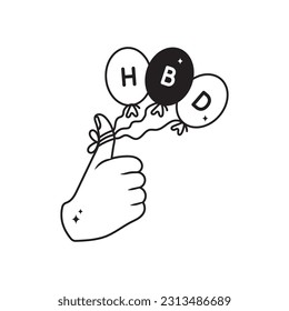 HBD-Ballons doodle Vektorgrafik-Aufkleber. EPS10-Datei