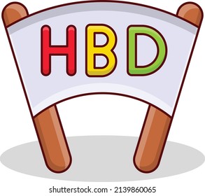 Banner HBD Ilustración vectorial en un fondo transparente.Símbolos de calidad premium. icono plano de línea vectorial para el concepto y el diseño gráfico.