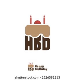 
Logotipo de la letra de HBD, diseño que forma un pastel de cumpleaños feliz