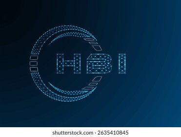 HBI low poly letter logo vector design. HBI lower poly logo design. 