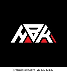 Logo-Design des HBK-Dreiecks mit Dreiecksform. HBK Dreieck Logo Design Monogramm. HBK Dreieck-Vektorlogo-Vorlage mit roter Farbe. HBK dreieckiges Logo Einfach, elegant und luxuriös.