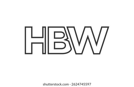 HBW logo design template with strong and modern bold text. Initial based vector logotype featuring simple and minimal typography. Trendy company identity ideal for businesses brand presence.